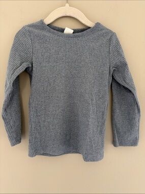 H&M Blue Melange Ribbed Long-Sleeve Top 3T